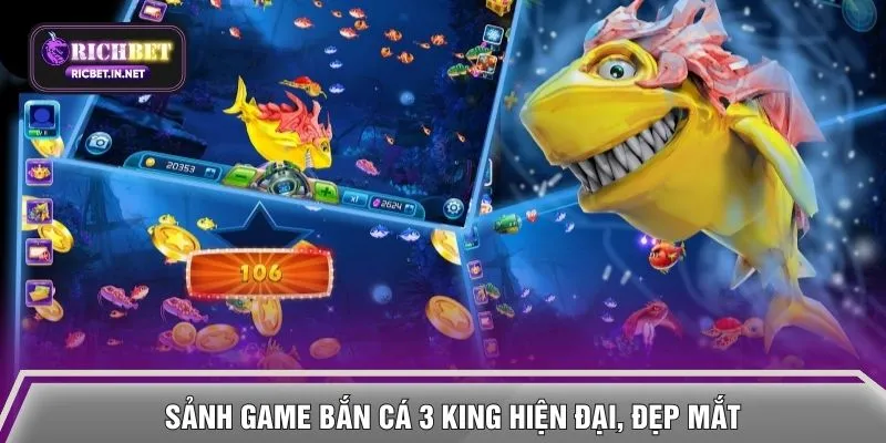 Sảnh game bắn cá 3 king hiện đại, đẹp mắt